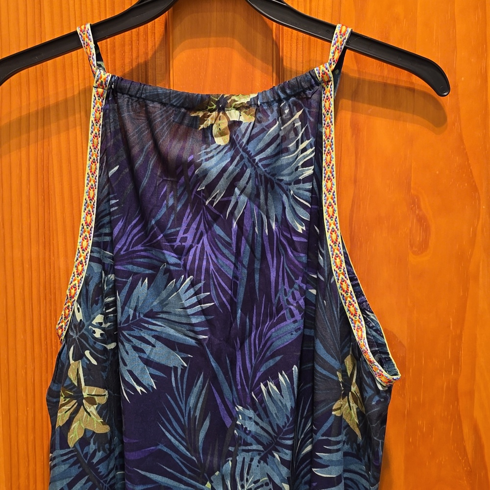 Womens AMERICA & BEYOND  Navy Tropical Dress with Lovely Trim - Picture 4 of 6